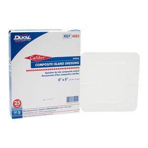 Caliber Composite Dressing 6"x6" Sterile Adherent White Absorbent LF, 4 BX/CA