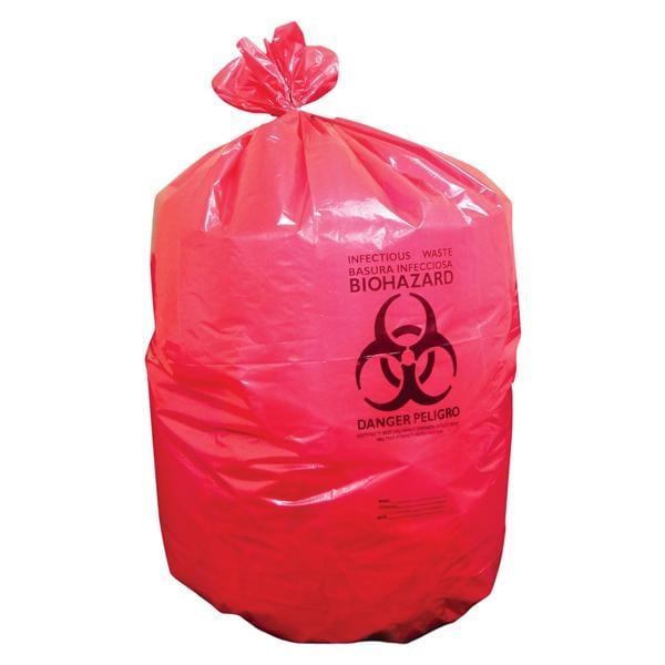 Biohazard Bag 3mil 24x30" Red Twist Tie Closure LLDPE 200/Ca