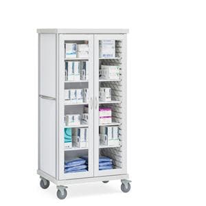 Roam 2 Supply Cart 28.75x37.5x75.25" 5" Caster Glass Door