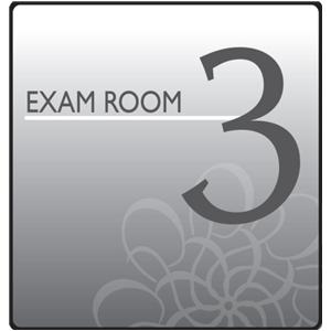 Exam Room 3 Sign Pre-Mounted Gray Plastic With Hook & Loop Strips Ea