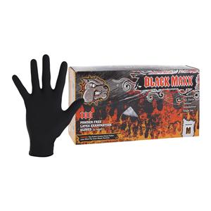 Black Maxx Latex Exam Gloves Medium Black Non-Sterile, 10 BX/CA