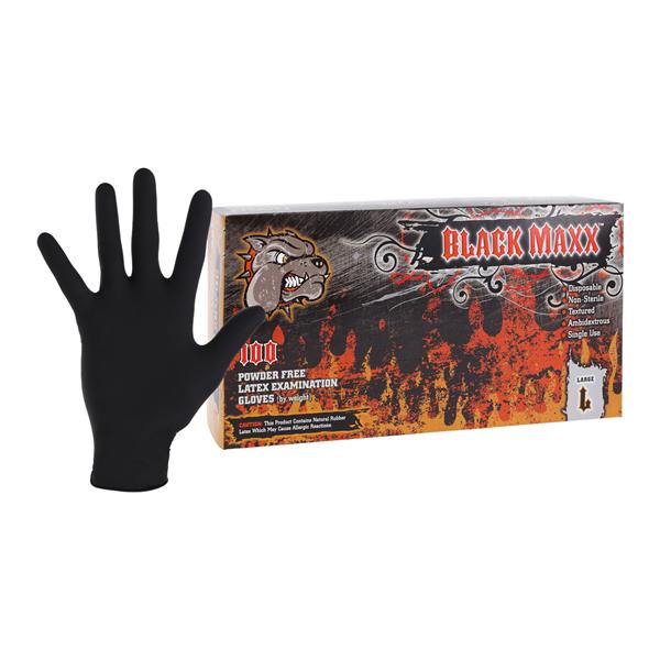 Black Maxx Latex Exam Gloves Large Black Non-Sterile, 10 BX/CA