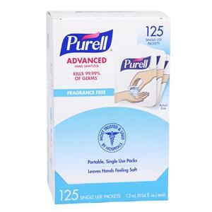 Purell Advanced Wipes Sanitizer Individual Packets 125/Bx, 12 BX/CA