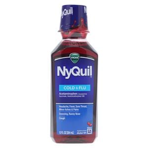 Nyquil Cold/Flu Liquid 650/30/12.5mg Cherry 12oz/Bt, 12 BT/CA