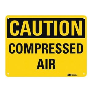 Caution Compressed Air Sign Yellow/Black Plastic With Mounting Holes Ea