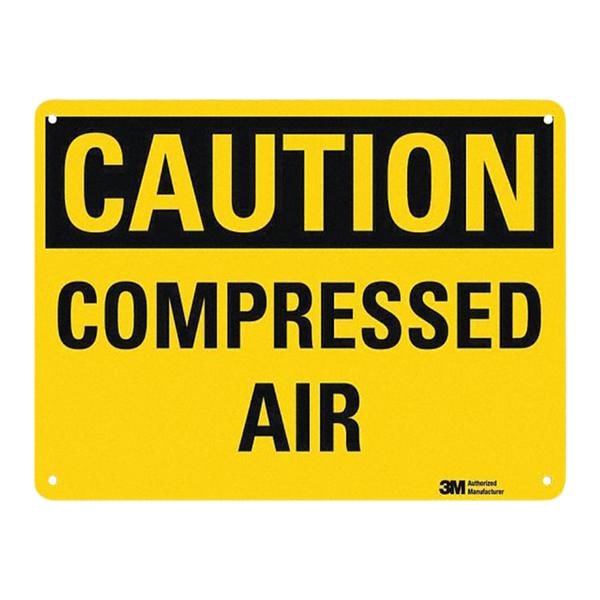 Caution Compressed Air Sign Yellow/Black Plastic With Mounting Holes Ea