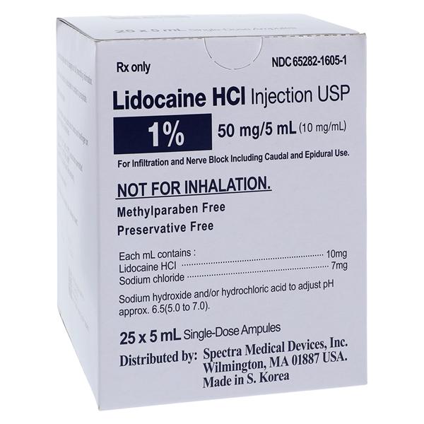 Lidocaine HCl Injection 1% Preservative Free Ampule 5mL 25/Bx, 36 BX/CA