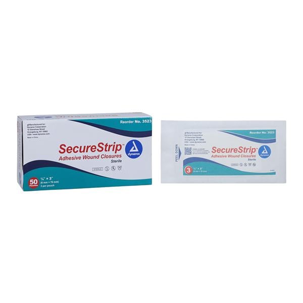 Secure Strip Wound Closure Strip Non-Woven 1/4x3" Porous White 50/Bx, 4 BX/CA