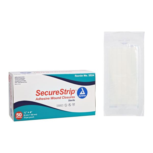 Secure Strip Wound Closure Strip Non-Woven 1/4x4" Porous White 50/Bx, 4 BX/CA