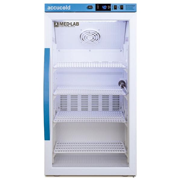 Accucold Performance Series Laboratory Refrigerator 3 Cu Ft Gls Dr 2 to 10C Ea