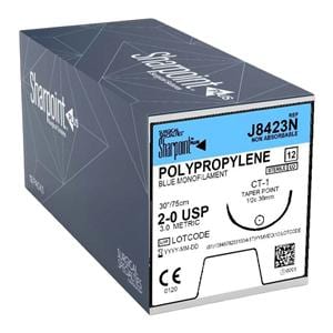 Sharpoint Suture 2-0 30" Polypropylene Monofilament CT-1 Blue 12/Bx