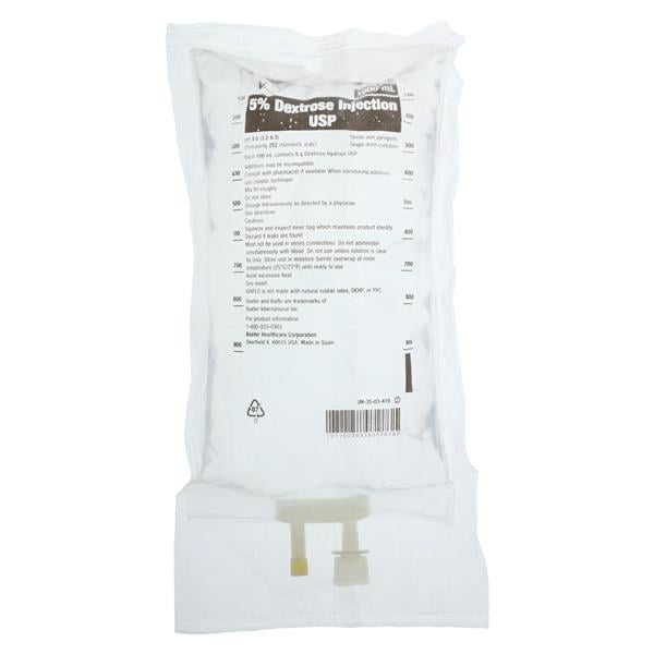 Injection Bag Dextrose 5% 1000mL Viaflo Ea, 10 EA/CA