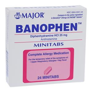 Banophen Antihistamine Oral MiniTabs 25mg 24/Bx