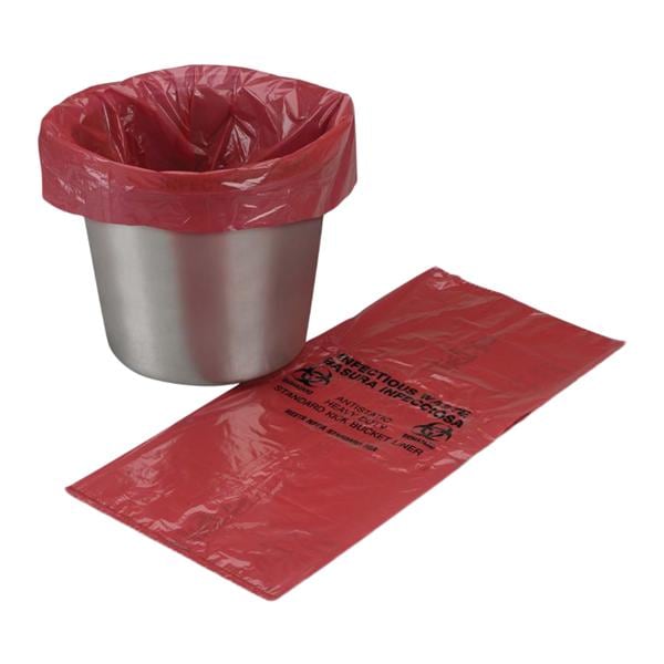 Kick Bucket Liner 18x16x8" Red/Black Twist Tie Plastic 500/Ca