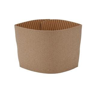 Genuine Joe Corrugated Hot Cup Sleeves Brown 50/Pk