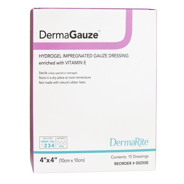 DermaGauze Hydrogel Gauze Dressing 4x4" Sterile Square Off-White 15/Bx