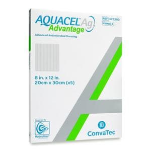 Aquacel Ag Advantage Hydrfbr Antimicrobial Wound Dressing 12x8 Strl Rctngl Wht