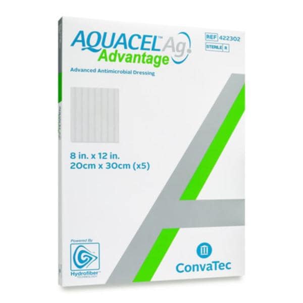 Aquacel Ag Advantage Hydrfbr Antimicrobial Wound Dressing 12x8 Strl Rctngl Wht