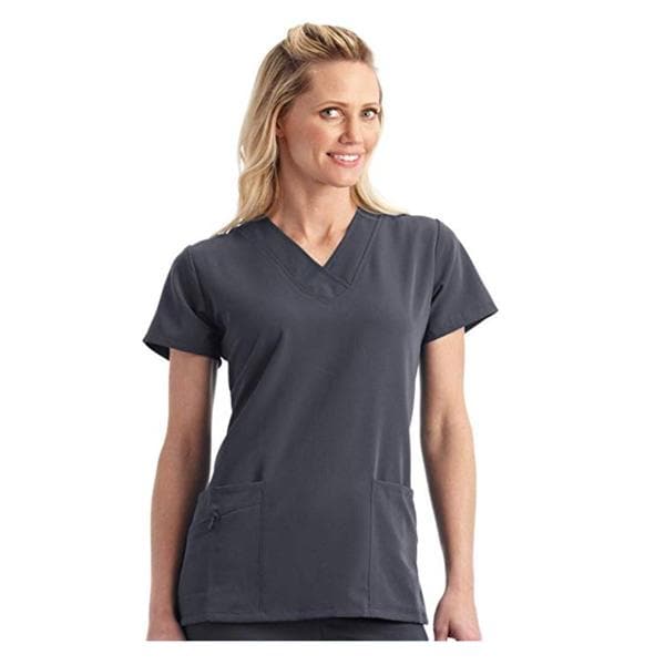 Jockey Scrub Scrub Top V-Neck 3 Pockets Short Sleeves 2X Small Charcoal Ea