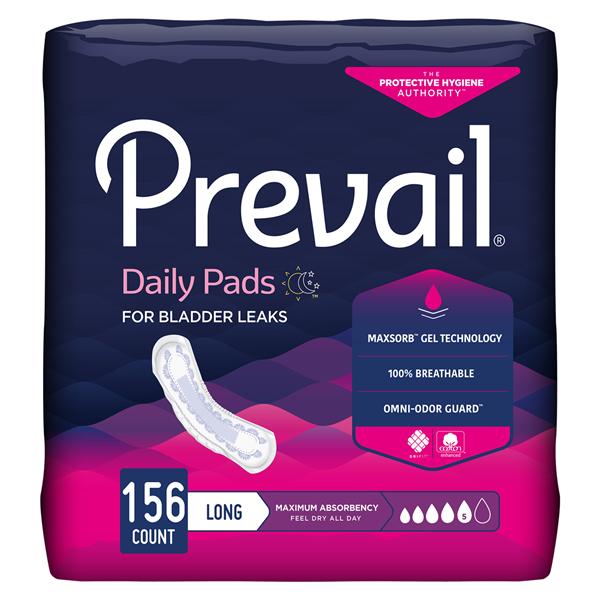 Prevail Bladder Control Pad Female 13" Heavy White Odor Guard 156/Ca