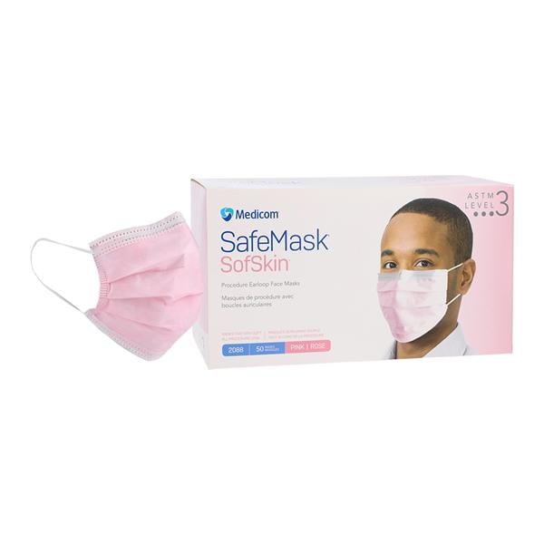 SafeMask Sofskin Procedure Mask ASTM Level 3 Pink Adult 50/Bx