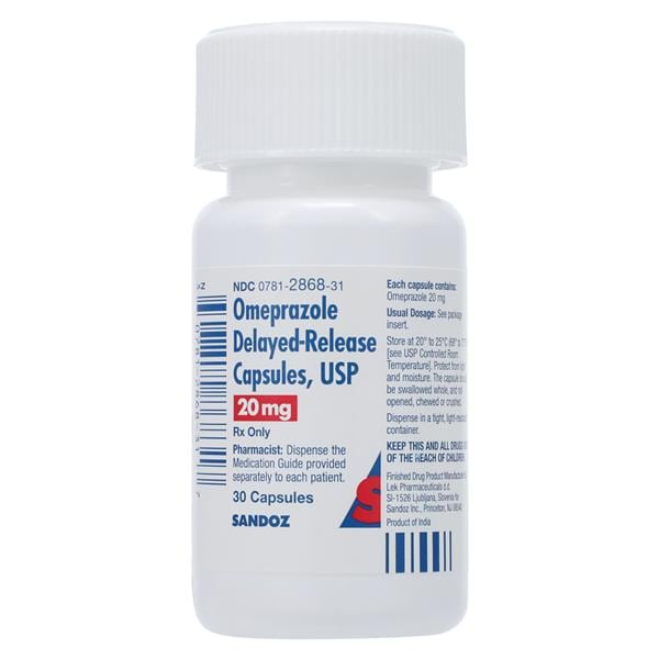 Omeprazole DR Delayed-Release Capsules 20mg Bottle 30/Bottle Each