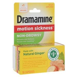 Dramamine Naturals Non-Drowsy Capsules Ginger 18/Bx, 24 BX/CA