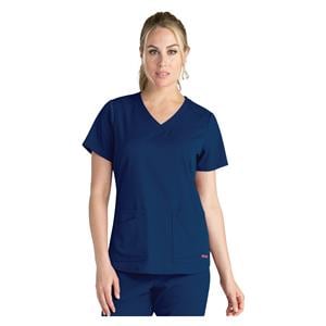 Greys Anatomy Stretch Scrub Top V-Neck 4 Pockets 2X Small Indigo Womens Ea