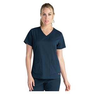 Greys Anatomy Stretch Scrub Top V-Neck 4 Pockets Small Steel Womens Ea