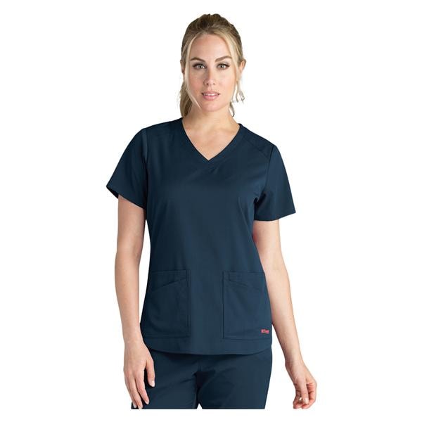 Greys Anatomy Stretch Scrub Top V-Neck 4 Pockets X-Large Steel Womens Ea