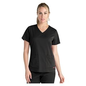 Greys Anatomy Stretch Scrub Top V-Neck 4 Pockets 3X Large Black Womens Ea