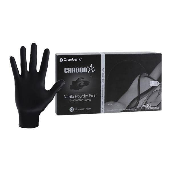 Carbon Air Nitrile Glove Gloves X-Small Black Non-Sterile, 10 BX/CA