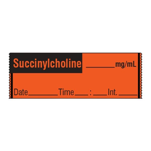 Tape Label Succinylcholine Fluorescent Red/Black 1/2x500" 1/Rl