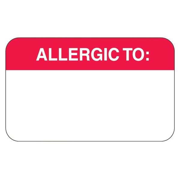 Chart Label Allergic To Rd/Wht 250/Rl