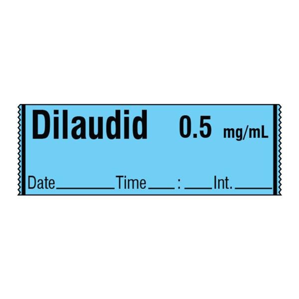 Anesthesia Label Dilaudid .5mg/mL Dt/Tm 1"Cr Sz/Tp Frm Blue 1/2x500" 500/Rl