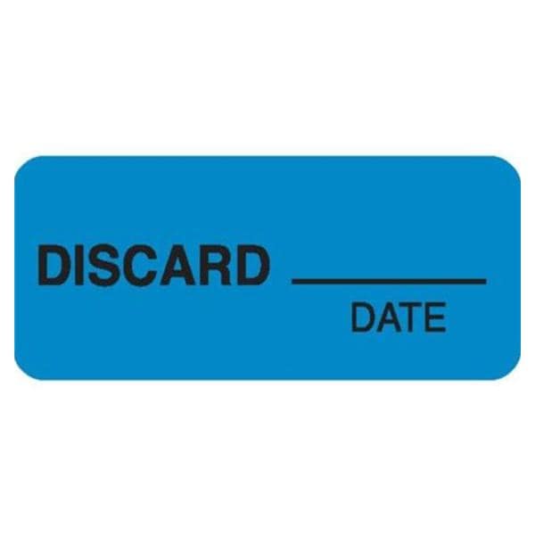 Medical Label DISCARD Date Blue/Black 1.5x0.625" 1000/Pk