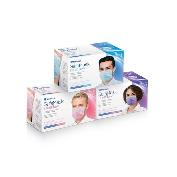 SafeMask FreeFlow Procedure Mask ASTM Level 3 Fog-Free Strip Pink Adult 50/Bx