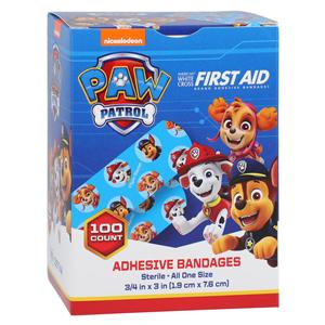 American White Cross Adhesive Bandage Plastic 3/4x3" Paw Patrol Sterile 100/Bx