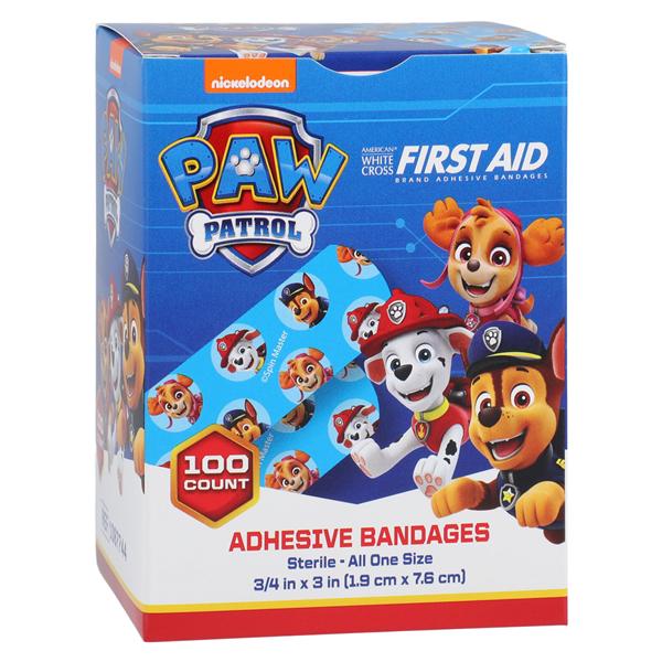 American White Cross Adhesive Bandage Plastic 3/4x3" Paw Patrol Sterile 100/Bx