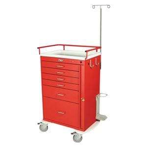 Emergency Cart 22x38x44.5" (4) 5" Swivel Caster/1 Brake (6) Drawer Brkwy Lk