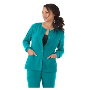 Scrub Jacket 3 Pockets Long Sleeves / Knit Cuff Small Teal Womens Ea