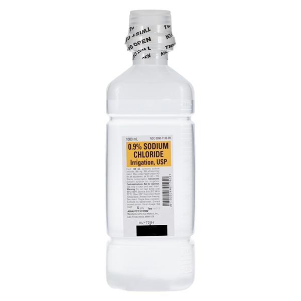 Irrigation Solution 0.9% Sodium Chloride 1000mL Plastic Bottle 12/Ca