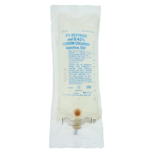 Injectable Solution Dextrose 5%/Sodium Chloride 0.45% 1000mL Bag Ea