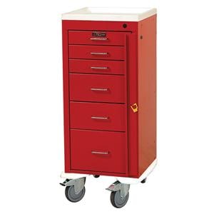 Mini Line Emergency Cart 22x23-1/4x12-6/10 (4) 5" Caster (6) Drawer Brkwy Lk