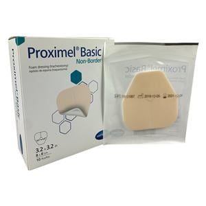 Proximel Basic Foam Tracheostomy Dressing 3.2x3.2" 3 Layer Square Non-Bordered