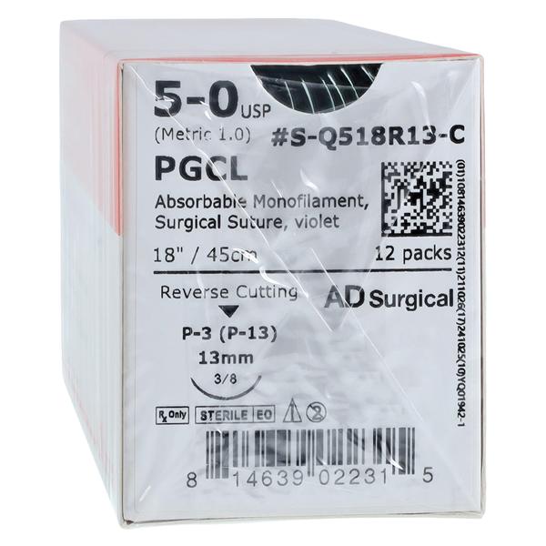 Unify Suture 5-0 18" Poliglecaprone Monofilament P-3 Violet 12/Bx