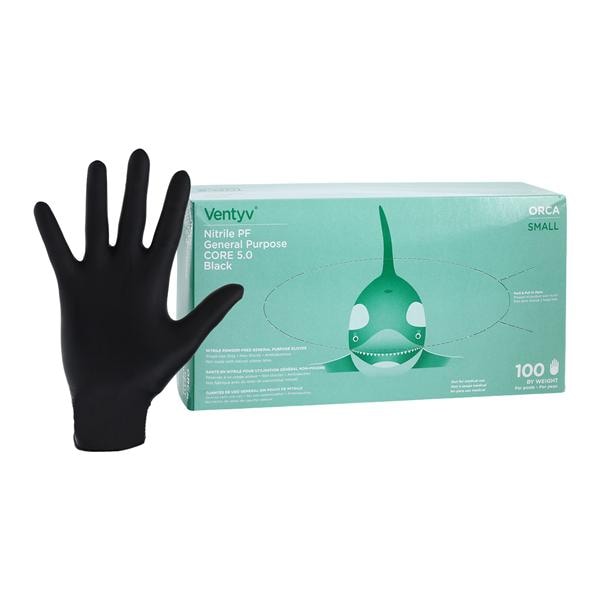 Orca Nitrile General Purpose Gloves Small Black, 10 BX/CA