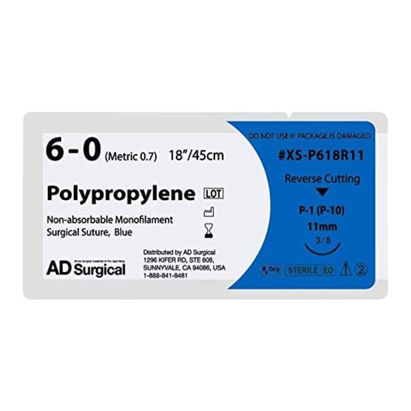 Unify Suture 6-0 18" Polypropylene Monofilament P-1 Blue 12/Bx