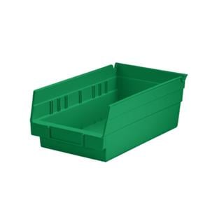 Shelf Bin Green Plastic With Label Holder 12x7x4" Ea