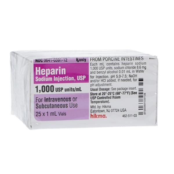 Heparin Sodium Injection 1,000U/mL SDV 1mL 25/Package